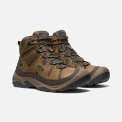 Keen Men's Circadia Mid WP Hiking Boot- Bison/Brindle- Wide (2E) -EveryShoes Shop 1026841 PLA PDP