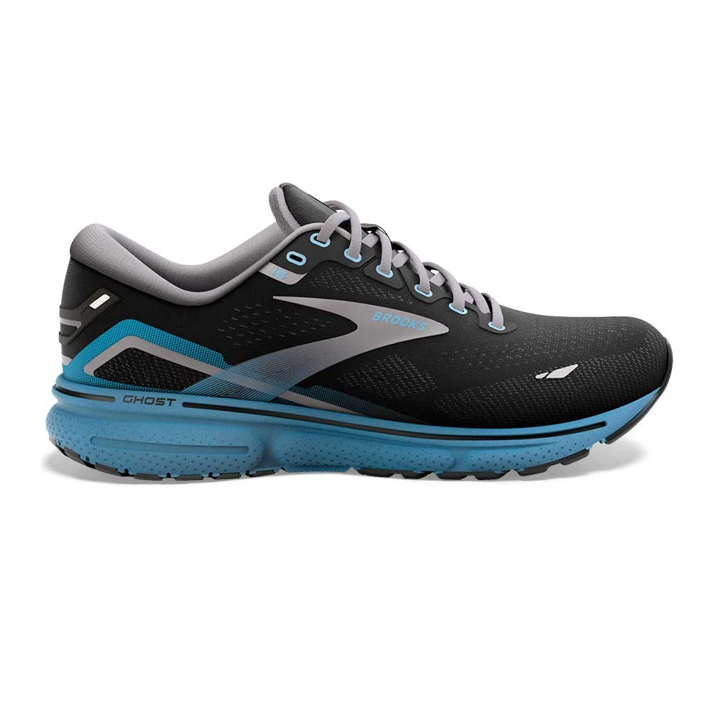 BROOKS Men's Ghost 15 Running Shoe- Black/Blackened Pearl/Blue- Regular (D) 3 BROOKS Men's Ghost 15 Running Shoe- Black/Blackened Pearl/Blue- Regular (D)