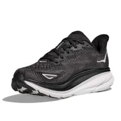 Hoka Men's Clifton 9 Running Shoe - Black/White -EveryShoes Shop 1127895 BWHT 3