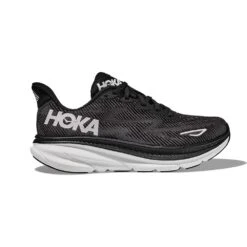 Hoka Men's Clifton 9 Running Shoe- Black/White - Wide (2E)