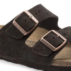 Birkenstock Arizona Mocha Suede Leather Sandal- Regular/Wide -EveryShoes Shop 51903 detail 1