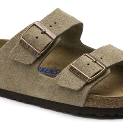 Birkenstock Arizona Soft Footbed Taupe Suede Leather Sandal - Taupe- Regular/Wide -EveryShoes Shop 951303 detail 1