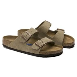 Birkenstock Arizona Soft Footbed Taupe Suede Leather Sandal - Taupe- Regular/Wide -EveryShoes Shop 951303 pair