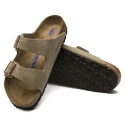 Birkenstock Arizona Soft Footbed Taupe Suede Leather Sandal - Taupe- Regular/Wide -EveryShoes Shop 951303 sole