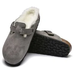 Birkenstock Boston Shearling - Stone - Regular/Wide -EveryShoes Shop BostonShearling Stone 2