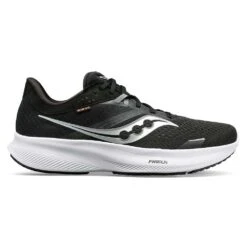 Saucony Men's Ride 16 Running Shoe -Black/White - Wide (2E)
