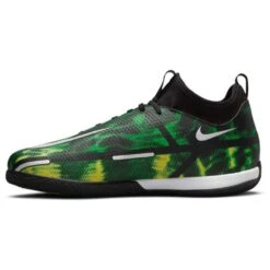 JR Nike Phantom GT2 DF SW IC Soccer Shoe - Black/Mtlc Platinum/Green Strike -EveryShoes Shop dm0740 003 phslh001