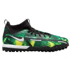 Nike JR Phantom GT2 DF SW TF Soccer Shoe - Black/Mtlc Platinum/Green Strike